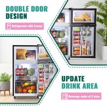 WANAI Compact Refrigerator 3.5 CU.FT Double Door Mini Fridge With Freezer Small Refrigerator With 7 Adjustable Temperature Side Door Wire Rack Suit For Dorm Office Apartment Black - Bạc - Xem 4