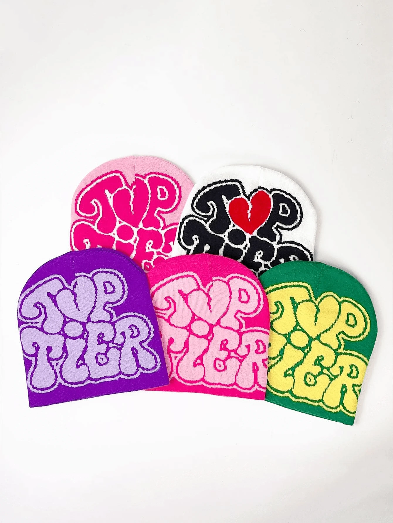 1入組休閒中性針織豆豆帽帶街字母提花圖案,彈性和冬天帽子 - 彩色 - 查看 1