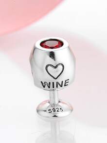 1入流行的立方氧化鋯珠吊墜- 咖啡杯,茶杯,葡萄酒杯設計,適用於辦公室風格,s925純銀diy魅力珠吊墜,適用於女性的日常穿著,媽媽,女孩,女友生日禮物