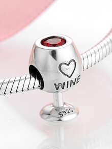 1入流行的立方氧化鋯珠吊墜- 咖啡杯,茶杯,葡萄酒杯設計,適用於辦公室風格,s925純銀diy魅力珠吊墜,適用於女性的日常穿著,媽媽,女孩,女友生日禮物