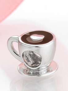 1入流行的立方氧化鋯珠吊墜- 咖啡杯,茶杯,葡萄酒杯設計,適用於辦公室風格,s925純銀diy魅力珠吊墜,適用於女性的日常穿著,媽媽,女孩,女友生日禮物