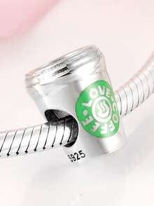 1入流行的立方氧化鋯珠吊墜- 咖啡杯,茶杯,葡萄酒杯設計,適用於辦公室風格,s925純銀diy魅力珠吊墜,適用於女性的日常穿著,媽媽,女孩,女友生日禮物