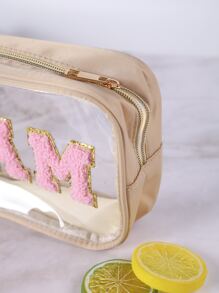 4pcs Embroidered Letter PVC Semi-Transparent Cosmetic Bag, Toiletry Pouch For Daily Use, Party, Travel - Multicolor - View 9