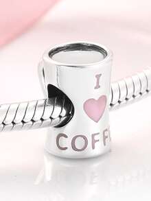 1入流行的立方氧化鋯珠吊墜- 咖啡杯,茶杯,葡萄酒杯設計,適用於辦公室風格,s925純銀diy魅力珠吊墜,適用於女性的日常穿著,媽媽,女孩,女友生日禮物