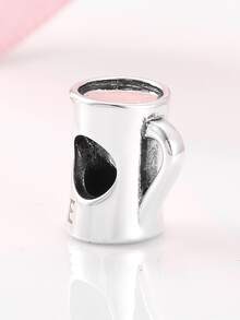 1入流行的立方氧化鋯珠吊墜- 咖啡杯,茶杯,葡萄酒杯設計,適用於辦公室風格,s925純銀diy魅力珠吊墜,適用於女性的日常穿著,媽媽,女孩,女友生日禮物