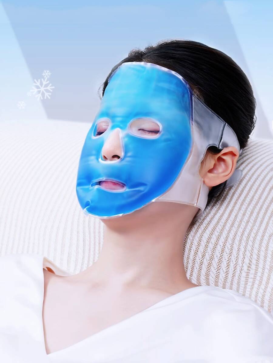 1pc Cooling Gel Face Mask Ice Pack Facial Mask To Relieve Fatigue & Aid Sleep - Blue - View 1