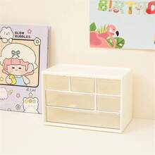 Kumilo Desktop Storage Box For Students, Large 6-cube Drawer Type Table Organizer With Dividers For Dressing Table, Jewelry Lens Case, Desk Drawer Type Sorting Storage Box, Makeup Stationery Brightly Colored Drawer Type Storage Box, Large Capacity Storage Box For Notebook - Yellow - View 2