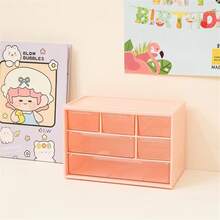 Kumilo Desktop Storage Box For Students, Large 6-cube Drawer Type Table Organizer With Dividers For Dressing Table, Jewelry Lens Case, Desk Drawer Type Sorting Storage Box, Makeup Stationery Brightly Colored Drawer Type Storage Box, Large Capacity Storage Box For Notebook - Yellow - View 1