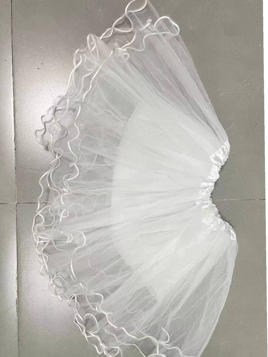 Four-layered Tulle Princess Dress With Net Yarn Fabric, Perfect For Carnivals, Masquerades And Other Parties For Adult Women, Stage Performance And Performances - White - View 1