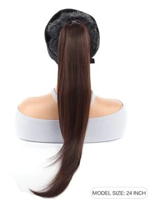 Synthetic Straight Long Ponytail Extension Hairpiece - Dark Brown - View 4
