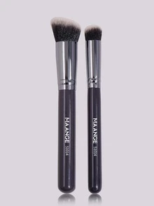 MAANGE 2pcs Professional Facial Brush Set,Foundation Brush&Concealer Brush,Makeup Tools With Soft Fiber For Easy Carrying,Brush For Travel,Brush Set,Makeup Brush Kit,Make Up Brush Set,Make Up Set Complete,Makeup Brush Set,Complete Makeup Kit,Brush Kit,Brushes Makeup Set,Makeup Gift Set,Set - Black - View 2