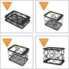 Estantes para Botellas de Vino de Metal, Estante de Vino Apilable de 2 Niveles, Estante para Botellas de Vino con 6 Botellas de Almacenamiento para Decoración de Mesa, Armario, Cocina - Negro - Ver 3