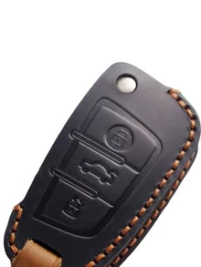 PU Leather Car Key Case Compatible With Audi Q3 A3 - Black - View 6