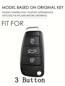 PU Leather Car Key Case Compatible With Audi Q3 A3 - Black - View 2