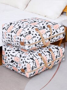 1 Miếng Có thể mang đi Hình con bò Túi bảo quản , Dễ thương Hình con bò Túi bảo quản , Chống ẩm Và Không thấm nước Túi lưu trữ chăn , Hành lý Bao bì , Và Sắc Chống lại Túi bảo quản - Đen và trắng - Xem 3