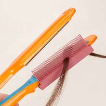 Bàn là duỗi tóc bằng sợi carbon chịu nhiệt độ cao với miếng dán tự dính để tạo kiểu tóc, phụ kiện đi kèm lược - Đỏ - Xem 2