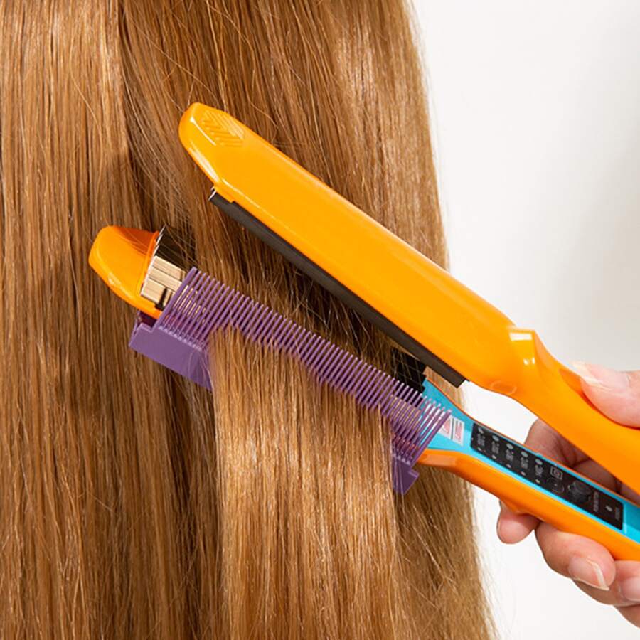 Kẹp tạo kiểu tóc bằng sợi carbon chịu nhiệt độ cao với thiết kế tự dính, đi kèm với lược - Màu tím - Xem 1