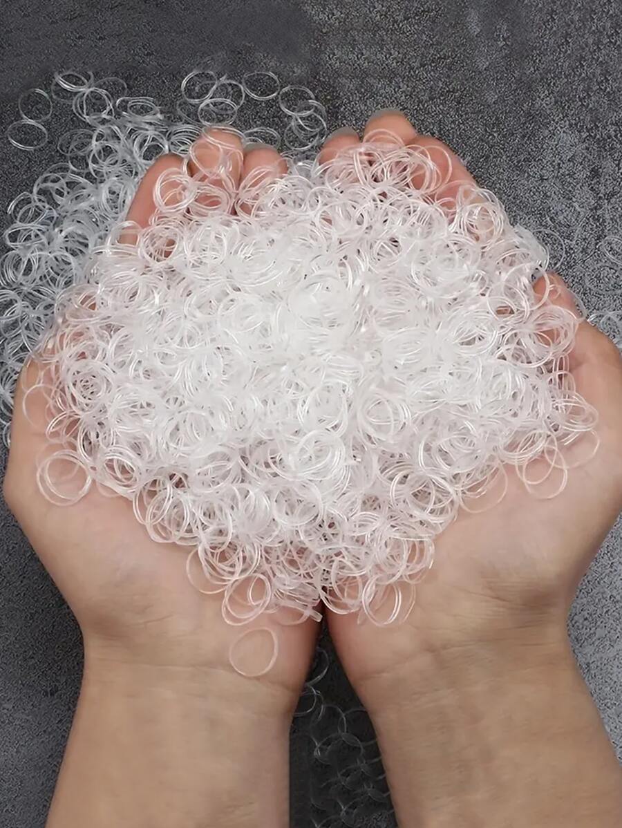 1000 cái/gói Trong suốt Mini Dây thun - trắng - Xem 1