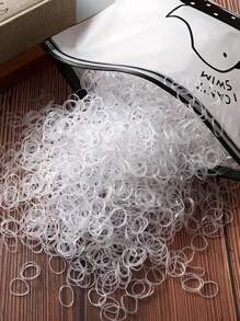 1000 cái/gói Trong suốt Mini Dây thun - trắng - Xem 3