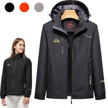 Chamarra impermeable para mujer, ligera, resistente al viento, con cierre completa, plegable, cortavientos con capucha,Chaqueta Cortavientos Impermeable Casual De Moda Para Mujer,Chamarra impermeable ligera para mujer, rompevientos con capucha para exteriores, senderismo, escalada, viajes - Negro - Ver 1
