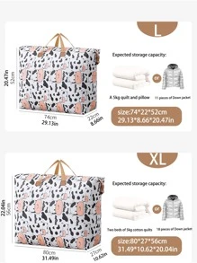 1 Miếng Có thể mang đi Hình con bò Túi bảo quản , Dễ thương Hình con bò Túi bảo quản , Chống ẩm Và Không thấm nước Túi lưu trữ chăn , Hành lý Bao bì , Và Sắc Chống lại Túi bảo quản - Đen và trắng - Xem 8