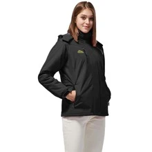 Chamarra impermeable para mujer, ligera, resistente al viento, con cierre completa, plegable, cortavientos con capucha,Chaqueta Cortavientos Impermeable Casual De Moda Para Mujer,Chamarra impermeable ligera para mujer, rompevientos con capucha para exteriores, senderismo, escalada, viajes - Negro - Ver 8