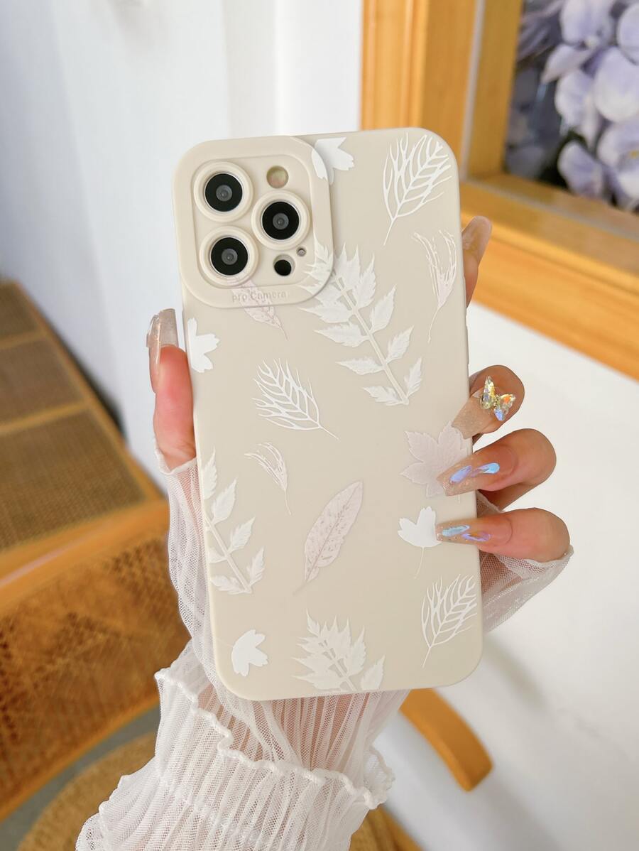 Funda para móvil con patrón de hoja - Blanco - Ver 1