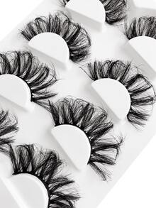 Asiteo 4 Pairs 25mm 9D Faux Mink Lashes Bulk Russian Volume Fluffy Natural False Eyelashes Thick Dramatic Faux Mink Eyelashes - 黑色 - 查看 3