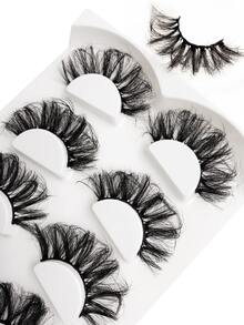 Asiteo 4 Pairs 25mm 9D Faux Mink Lashes Bulk Russian Volume Fluffy Natural False Eyelashes Thick Dramatic Faux Mink Eyelashes - 黑色 - 查看 4
