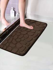 1pc Coffee Pebble Pattern Bathroom Mat, Flannel Soft Comfortable Water-absorbing Anti-slip Household Rug - coffee color - View 2