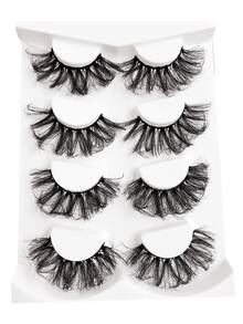 Asiteo 4 Pairs 25mm 9D Faux Mink Lashes Bulk Russian Volume Fluffy Natural False Eyelashes Thick Dramatic Faux Mink Eyelashes - 黑色 - 查看 8