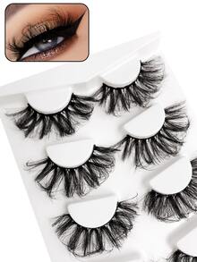 Asiteo 4 Pairs 25mm 9D Faux Mink Lashes Bulk Russian Volume Fluffy Natural False Eyelashes Thick Dramatic Faux Mink Eyelashes - 黑色 - 查看 5