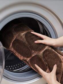 1pc Coffee Pebble Pattern Bathroom Mat, Flannel Soft Comfortable Water-absorbing Anti-slip Household Rug - coffee color - View 4