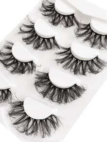 Asiteo 4 Pairs 25mm 9D Faux Mink Lashes Bulk Russian Volume Fluffy Natural False Eyelashes Thick Dramatic Faux Mink Eyelashes - 黑色 - 查看 2