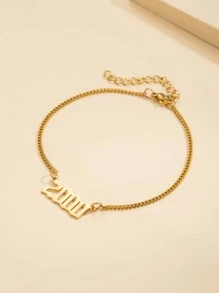 1入組現代簡約風格數字鏈式腳鏈適用於女性日常生活 - 金黃色 - 查看 3