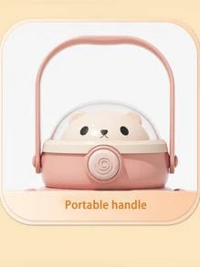 可愛矽膠泰迪熊圖案隔熱水瓶大容量兒童塑料雙層飲水杯