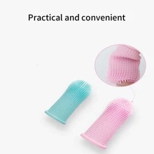 狗狗牙刷360º矽膠狗狗齒刷帶套適用於狗狗洗牙,狗狗超級柔軟寵物手指牙刷洗牙矽膠齒刷工具狗狗貓清潔,藍色 - 藍色 - 查看 3