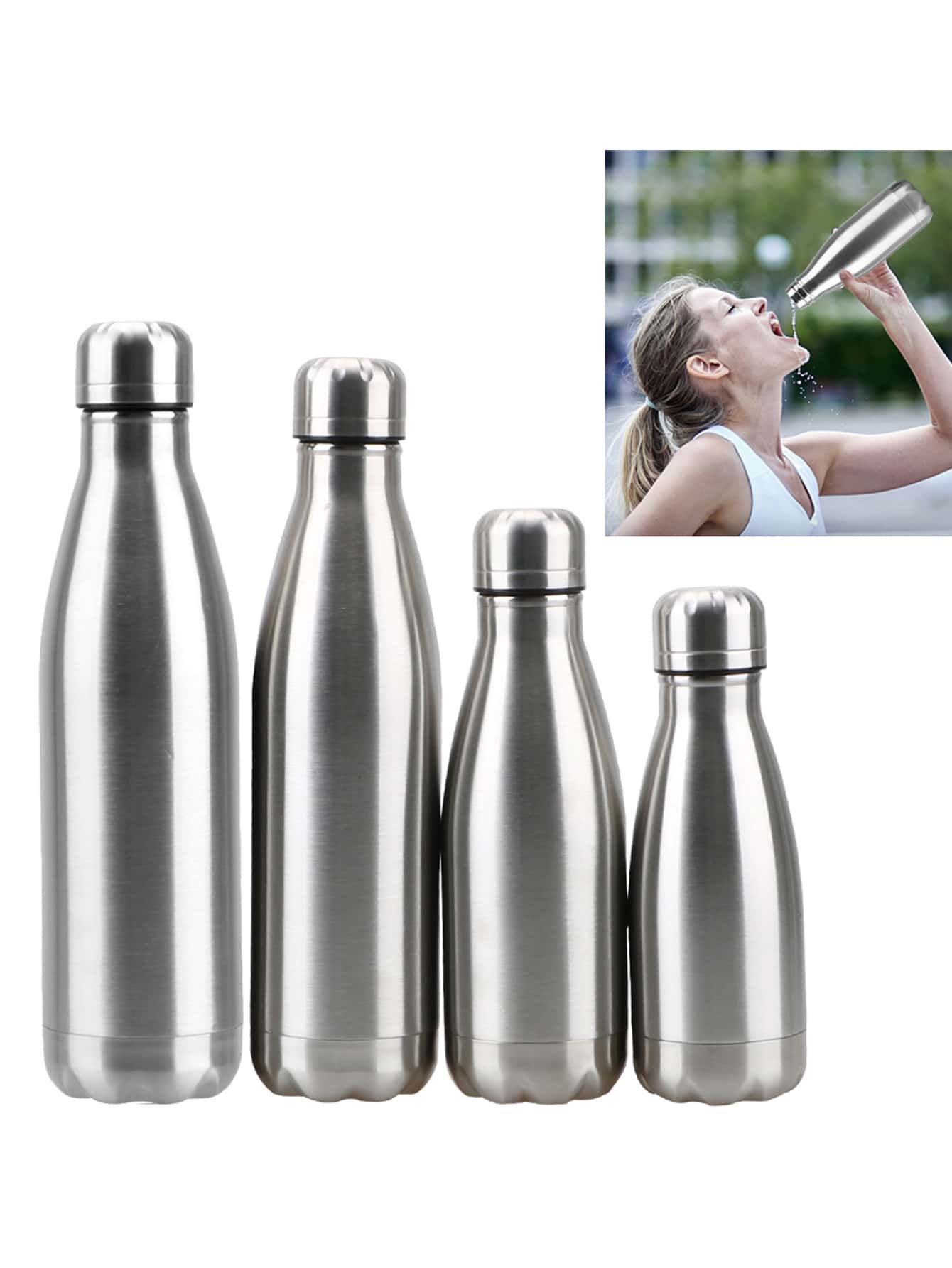 No Insulation Water Cola Bottle Single Wall Water Bottle Stainless Steel 500ML 750ML 1000ML Outdoor Travel Sports Drink Bottles - Silver - View 1
