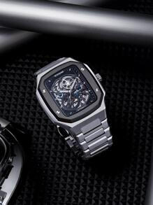 RONMAR 男士骷髏機械手表 - 黑色 - 查看 3