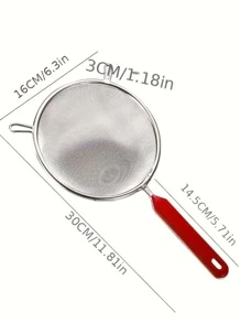 plys 不銹鋼面粉篩廚房豆漿果汁過濾網油過濾勺手持雙耳篩油漏勺 - 銀色 - 查看 4