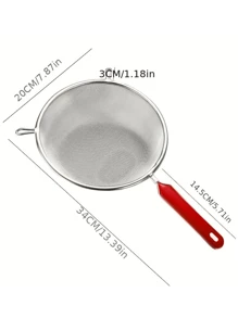 plys 不銹鋼面粉篩廚房豆漿果汁過濾網油過濾勺手持雙耳篩油漏勺 - 銀色 - 查看 3