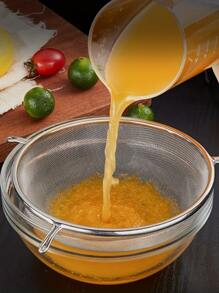 plys 不銹鋼面粉篩廚房豆漿果汁過濾網油過濾勺手持雙耳篩油漏勺 - 銀色 - 查看 2