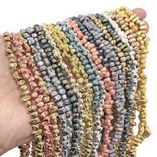 1 sợi hạt Hematite mạ vàng 14K không đối xứng dùng làm đồ trang sức DIY, hạt giãn thời trang cho vòng tay, vòng cổ - Vàng - Xem 5