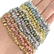 1 sợi hạt Hematite mạ vàng 14K không đối xứng dùng làm đồ trang sức DIY, hạt giãn thời trang cho vòng tay, vòng cổ - Vàng - Xem 7