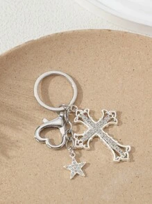 Tiệc Y2K Ngọt Ngào Mát Mẻ Rhinestone Pentagram Love Keychain Millennium Hot Girl Phong Cách Ngày Lễ Tình Nhân Phụ Kiện Xe Hơi Valentine Túi Bùa Hộ Mệnh Trường Học Dễ Thương Quà Tặng Giáng Sinh Goth - Bạc - Xem 1