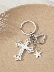 Tiệc Y2K Ngọt Ngào Mát Mẻ Rhinestone Pentagram Love Keychain Millennium Hot Girl Phong Cách Ngày Lễ Tình Nhân Phụ Kiện Xe Hơi Valentine Túi Bùa Hộ Mệnh Trường Học Dễ Thương Quà Tặng Giáng Sinh Goth - Bạc - Xem 2