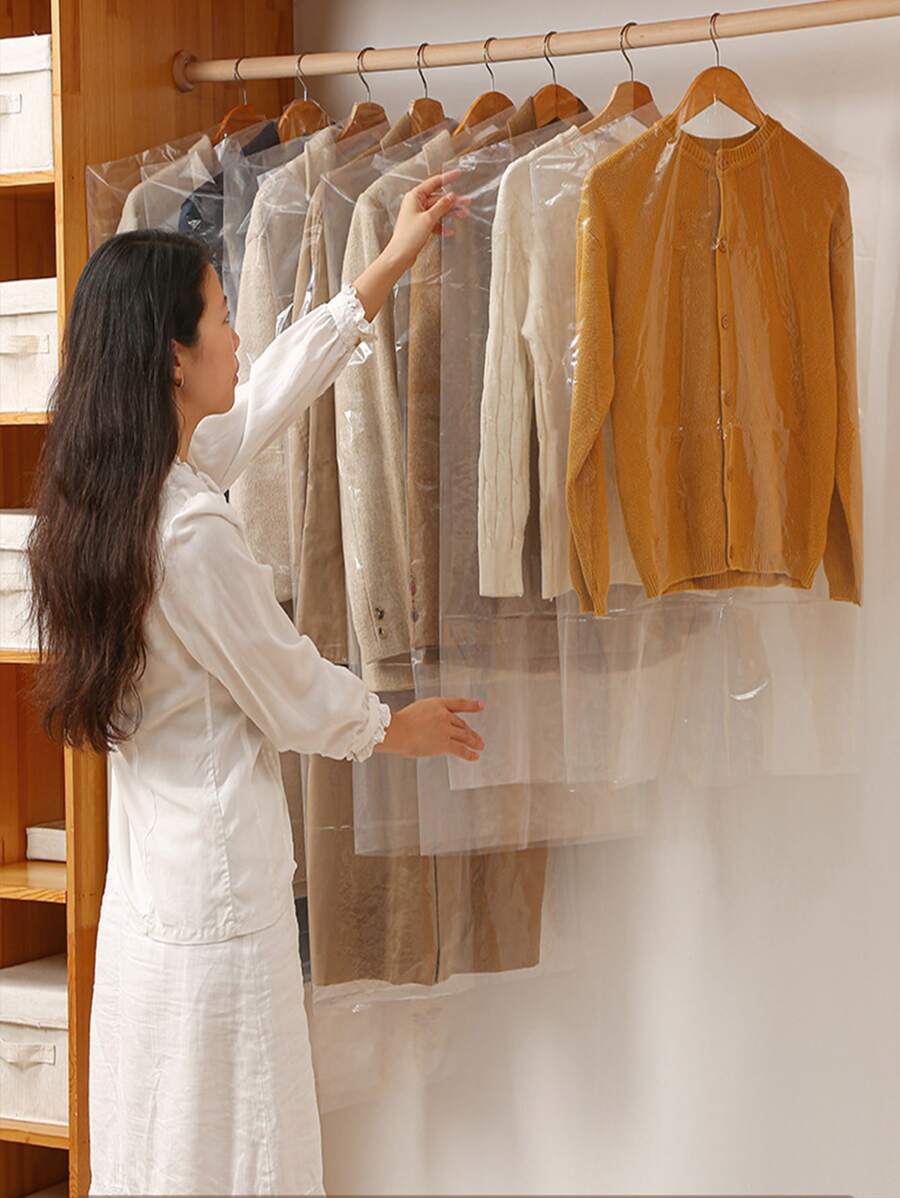 10pcs Transparent Disposable Garment Bags For Clothes Dust-Proof Cover For School,Office,Household,Travel,Bag,Organizer,Storage - Clear - View 1