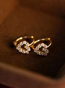 BALMORA 1 Pair 925 Sterling Silver Elegant Cute Heart Zirconia Hoop Earrings, Luxury Fashion Cartilage Earrings Gift For Girlfriend, Lover, Party, Birthday, Jewelry - Gold - View 4