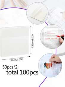 100pcs-3 X 3 Inch Translucent Sticky Notes, Waterproof Self-stick Semi-transparent Memo Pad For Writing Notes, Reminders In School And Office - Clear - View 4