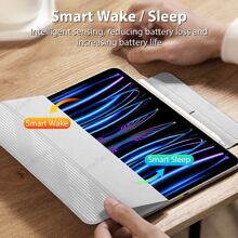 磁性保护壳兼容 iPad Mini6 iPad Air5/4 第 10 代 10.9 英寸 iPad Pro 11/12.9 英寸 1/2/3/4/5/6 代支持第二代铅笔充电，超薄平板电脑保护套 - 淺灰色 - 查看 3